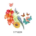 Colorful watercolor bird and butterfly heat transfer sticker for DIY clothing decoration - 11x10cm
