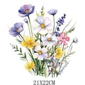 Artistic watercolor wildflower heat transfer decal for clothes, large 21x22cm sticker - Watercolor Wildflower Pattern (DF1437)