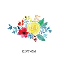 Watercolor floral bouquet heat transfer patch for DIY clothing, size 12.5x7.4cm - 12.5x7.4cm