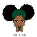 Cute Black girl with Afro puffs heat transfer decal for DIY kids clothing 20x17.5cm - Headscarf Resting Head Girl Style (DH1411)