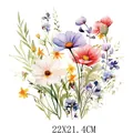 Detailed watercolor wildflower heat transfer iron-on patch for clothes, 22x21.4cm size - Watercolor Wildflower Pattern (DF1439)