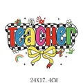 Autocollant de transfert thermique DTF pour enseignants, motif coloré 24x17,4cm - Enseignant Plaid Arc-en-ciel (DS1916)