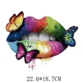 Artistic hand-painted colorful lips and butterfly heat transfer vinyl for T-shirt - 22.6*18.7CM / Rainbow Lips Style DH0613
