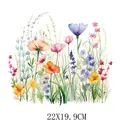Watercolor wildflower heat transfer decal sticker 22x19.9cm size for clothing DIY - Watercolor Wildflower Pattern (DF1440)
