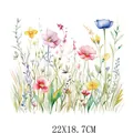 Watercolor wildflower heat transfer sticker for clothing, 22x18.7cm design - Watercolor Wildflower Pattern (DF1441)