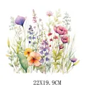 Watercolor wildflowers heat transfer decal for clothing and fabric diy 22x19.9cm - Watercolor Wildflower Pattern (DF1442)