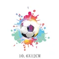 Adhesivo de transferencia térmica de fútbol con salpicaduras de color, 10,6x12cm. - Fútbol de Spray Artístico (AT032)