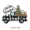 Décalcomanie de transfert de chaleur de camion de Noël à carreaux pour vêtements - Style Camion à Carreaux Sapin de Noël (DF0331)