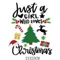 Patch de transfert thermique sapin de Noël et renne pour vêtements DIY 21x25cm - Style Just a GIRL WHO LOVES Christmas (DF0333)