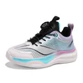 Breathable mesh boys' running shoes with rotary buckle in blue-purple gradient finish. - 28 / Marshmallow