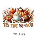 Autumn themed pumpkin and football heat transfer sticker for DIY clothing decoration - Season Pumpkin Truck (DS0624)