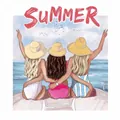 Summer theme heat transfer sticker featuring fashion girls in swimsuits illustration - Yacht Women Style (DH1064)