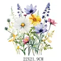 Vibrant watercolor wildflower bouquet heat transfer sticker for clothing customization - Watercolor Wildflower Pattern (DF1445)