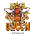 Lebhafter Bee Queen Wärmeübertragungsaufkleber mit Sonnenblumen für Kleidung, 19,9x22,6cm - QUEEN Stil (DH1949)