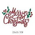 Décalcomanie festive Merry Christmas pour vêtements, design rouge et vert, taille 23x15,7 cm. - Style Lettrage Merry Christmas (DF0332)