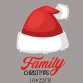 Christmas hat heat transfer sticker with Family Christmas text design, 16x22cm size - Christmas Hat Family Style (DH0686) / 16x22CM
