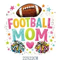 Vibrant Football Mom heat transfer decal for sports apparel DIY decoration 22x22cm - Football Mom Heart Pattern (DS2093)
