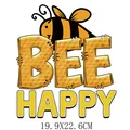 Bee Happy Bienen-Bügelbild für Kleidung, 19,9x22,6cm DIY Aufbügler mit Wabenmuster - BEE HAPPY Stil (DH1950)