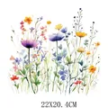 Artistic watercolor wildflower heat transfer sticker for clothing DIY, size 22x20.4cm - Watercolor Wildflower Pattern (DF1446)