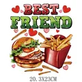 Adesivo termoadesivo Best Friend burger e patatine per abbigliamento, 20,3x23 cm - Hamburger e Patatine (DH1952) / 1 Pezzo