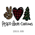 Autocollant de transfert thermique DTF Peace Love Christmas avec cœur et sapin - Style Symbole Peace Love Christmas (DF0334)