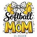 Softball Mom heat transfer sticker with polka dot bow for DIY apparel decoration - Softball Mom Sunflower Pattern (DS2094)