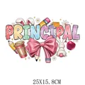 Sticker transfert thermique DTF Principal pour vêtements, design scolaire 25x15,8cm - Typographie Directeur Lapin (DS1924)