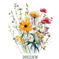 Vibrant 20x23cm watercolor wildflower heat transfer iron-on sticker for DIY clothing - Watercolor Wildflower Pattern (DF1447)