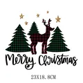 Décalcomanie de transfert thermique sapin et renne pour vêtements DIY, 23X18,8CM - Style Trois Sapins de Noël et Renne (DF0335)
