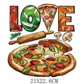 Adhesivo de transferencia de calor de pizza para ropa, tamaño 21x22,6 cm, colorido - Pizza AMOR (DH1953) / 1 Pieza