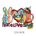 Summer theme heat transfer patch with peace love and summer time text design 25x18cm - Summer Drink Style (DH0615)