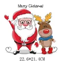 Cartoon Santa Claus and Reindeer Christmas heat transfer patch for DIY apparel decoration - 22.6x21.4cm