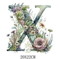Artistic watercolor floral alphabet X heat transfer sticker for clothing, size 20x22cm - Letter X Style (DS0129)