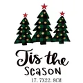 Autocollant de transfert thermique sapin de Noël avec texte 'Tis the Season, carreaux - Style Tis the Season Trois Sapins à Carreaux (DF0336)