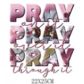 Grand Autocollant de Transfert Thermique Pray on it 22x25cm pour Impression DIY T-shirt - Motif DH093