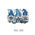 Adorable blue hat Christmas gnomes heat transfer iron-on decal for clothing, 8x5.5cm size - Blue Hat Gnome (AT1908) / 8x5.5cm