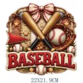 American sports style baseball heat transfer decal with bats, glove, and balls pattern - Baseball Gear Mix Pattern (DS2097)