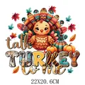 Thanksgiving turkey and pumpkin heat transfer sticker for clothing, 22x20.6cm size. - Leopard Turkey (DS0628)
