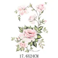 Aesthetic pink rose floral heat transfer sticker for diy clothes decoration 17.6x24cm - Pink Rose Floral Pattern (DS0404) / 17.6x24cm