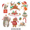 Cartoon Weihnachten Tiere Bügelbild für DIY Kleidung Dekoration 22x22cm Größe - Festlicher Waldtiere Stil (DH0781) / 22x22cm