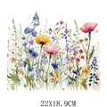 Colorful watercolor wildflower heat transfer decal for clothing DIY, size 22x18.9cm - Watercolor Wildflower Pattern (DF1450)
