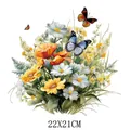 Pegatina de transferencia térmica de flores de primavera y mariposas, tamaño 22x21cm - Estilo Acuarela Primavera Mariposa Floral (DS087) / 22x21cm