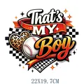 Baseball heat transfer sticker That's My Boy with cheetah heart design 22x19.7cm - Thats My Boy Baseball Quote Pattern (DS2098)
