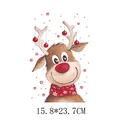 Cute cartoon Christmas reindeer heat transfer sticker for clothes, 15.8x23.7cm size - 15.8x23.7cm
