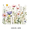 Watercolor wildflower heat transfer sticker for clothing DIY, 24x19.4cm floral patch design - Watercolor Wildflower Pattern (DF1451)
