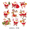 Süße Cartoon Weihnachtsmann und Rentier Bügelbilder für Weihnachtskleidung DIY - Weihnachtsmann und Rentier Kombi (DH0725) / 22x21.7cm