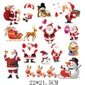 Planche de stickers thermocollants de Noël divers motifs cartoon taille 22x21.5cm - Ensemble Père Noël Bonhomme de Neige (DH0293-1) / 22*21.5CM