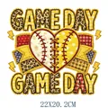 American sports GAME DAY baseball heart heat transfer patch for custom clothing - Game Day Retro Patchwork Pattern (DS2099)