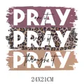Autocollant de transfert thermique 'Pray' 24x21cm avec imprimé léopard pour T-shirt - Motif DH085