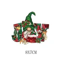 Christmas gnome 'JOY' heat transfer patch for DIY clothing decoration, 8x7cm size - 8x7cm
